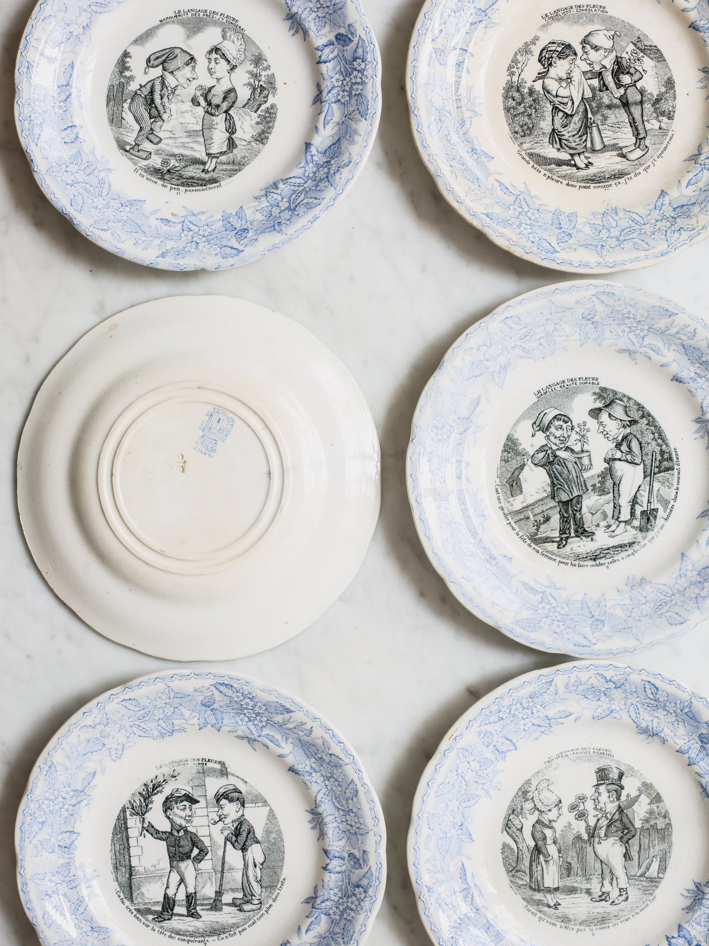 Set of Light Blue Transferware Plates