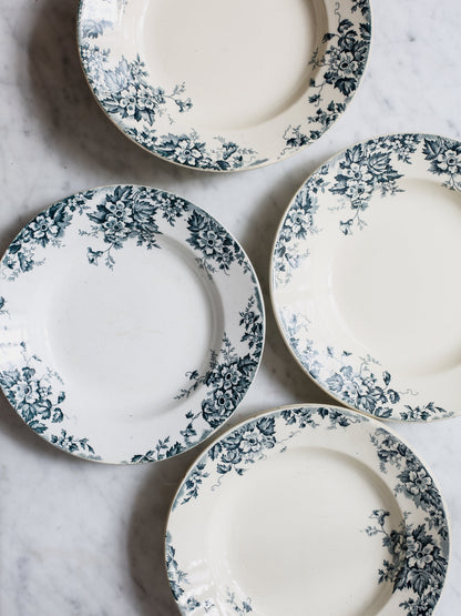 Set of Blue Transferware Soup Plates