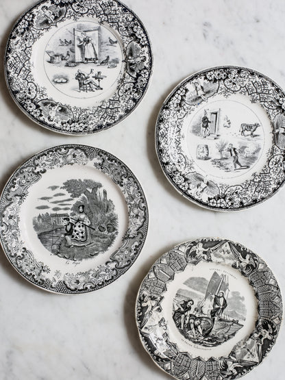 Set of Black & White Cheese Plates