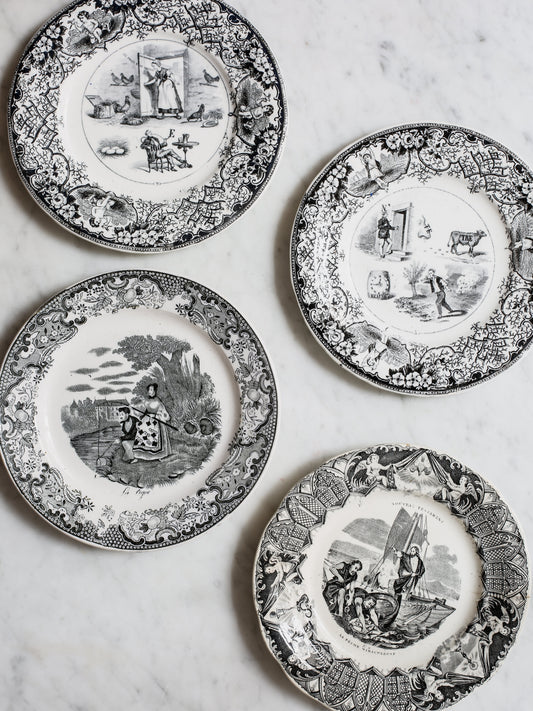 Set of Black & White Cheese Plates