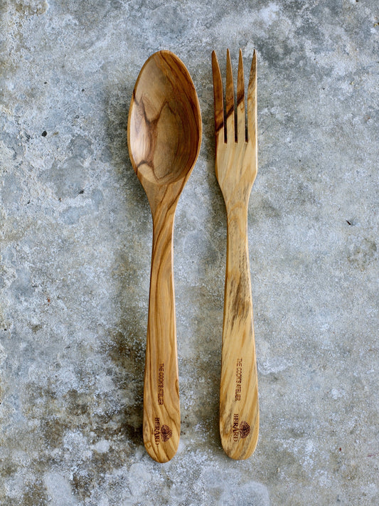 Salad Serving Set in Olive Wood